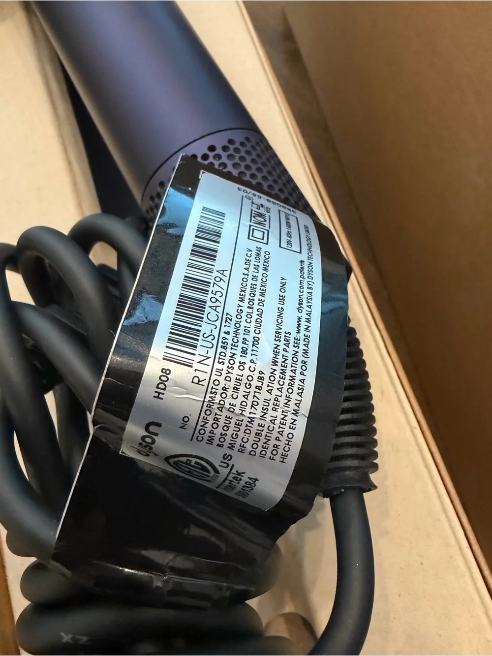Dyson Hair Dryer in Navy with Gold Accent